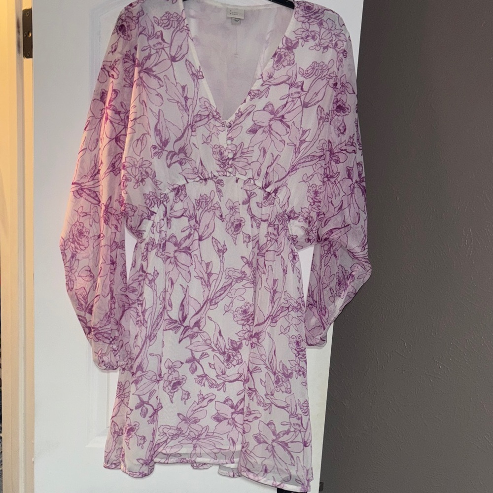 a new day Purple Floral Long Sleeve Dress